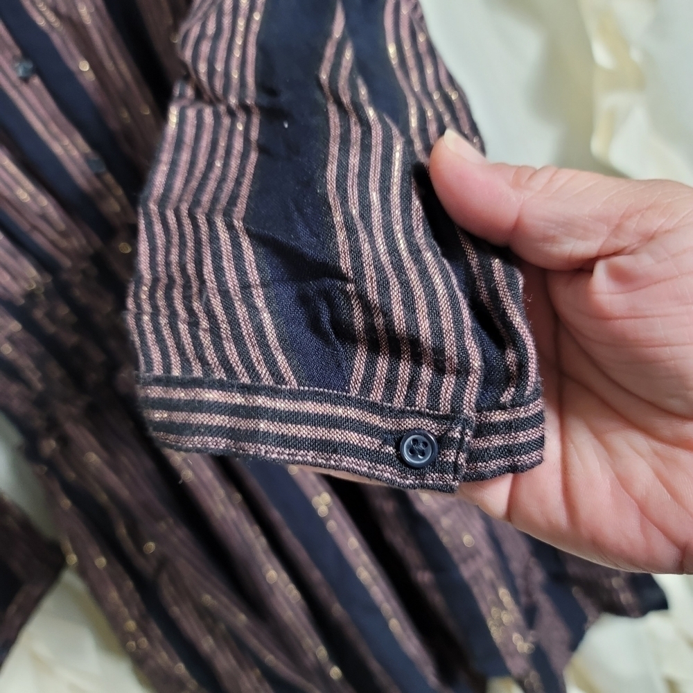 Rails Jasmine Metallic Midas Stripe Smocked Dress… - image 8